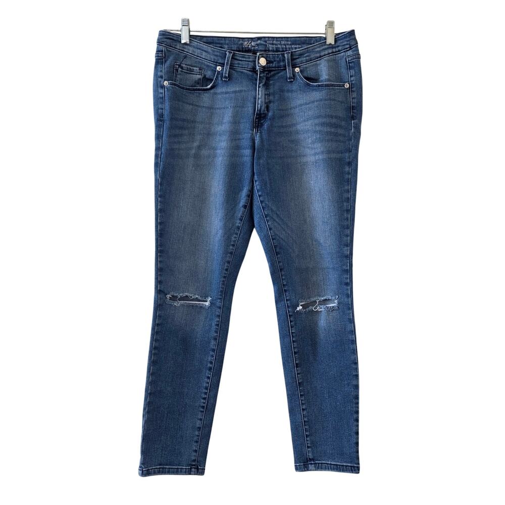 Mossimo Denim Mid-Rise Skinny Distressed Jeans Medium Wash Womens Size 12R